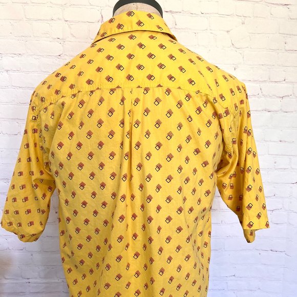 70's Retro Short Sleeve Shirt - Geometric Print - Size Large - Picture 5 of 9